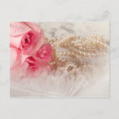 Rose und Perlen mit Federn Postkarte (Vorderseite)