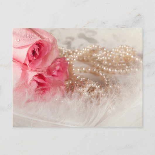 Rose und Perlen mit Federn Postkarte (Vorderseite)