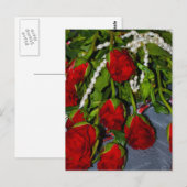 Rose und Perlen Postkarte (Vorne/Hinten)