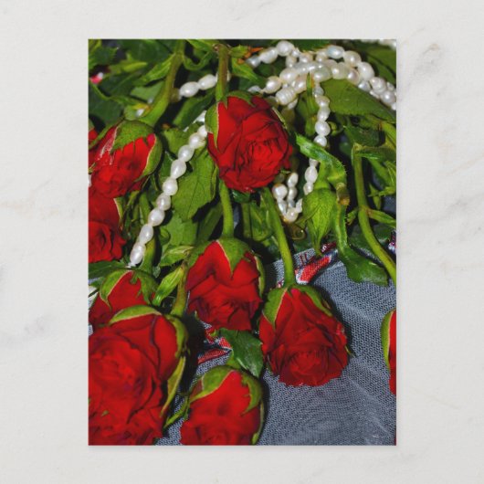 Rose und Perlen Postkarte (Vorderseite)