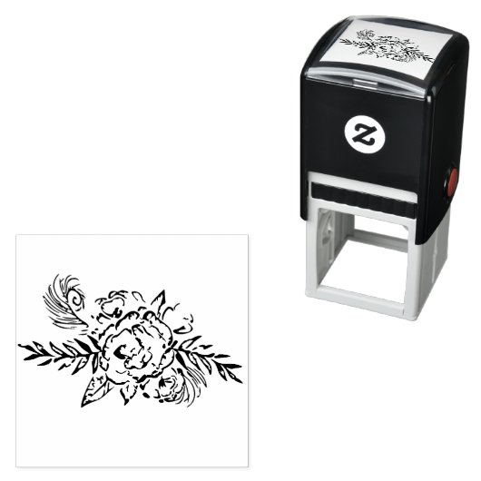 Rose und Pfau Permastempel (Beispiel)