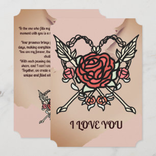 Rose und Pfeile der Minimalistischen Liebe Feiertagskarte