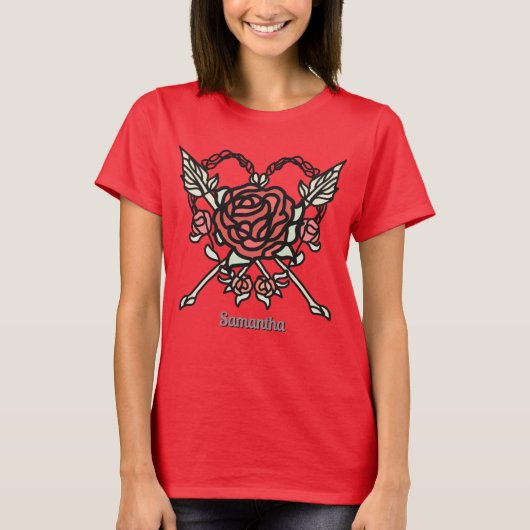 Rose und Pfeile der Minimalistischen Liebe T-Shirt (Vorderseite)