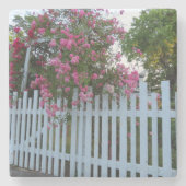 Rose und Picketzaun - Martha's Vineyard Steinuntersetzer (Vorderseite)