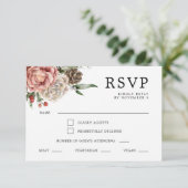 Rose und Pine Floral Winter Wedding RSVP Karte (Stehend Vorderseite)