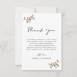 Rose und Pine Moderne Kalligrafie Einfache Hochzei Dankeskarte