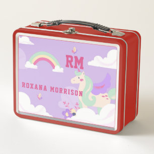 ROSE UND PINK UND EINZIGARTIGES UNICORN MITTAGESSE METALL BROTDOSE