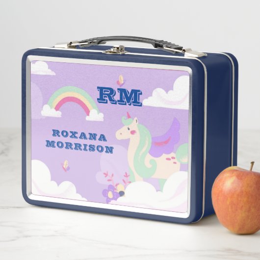 ROSE UND PINK UND GEWINNES UNICORN GRÜNE METALL BROTDOSE (Beispiel)