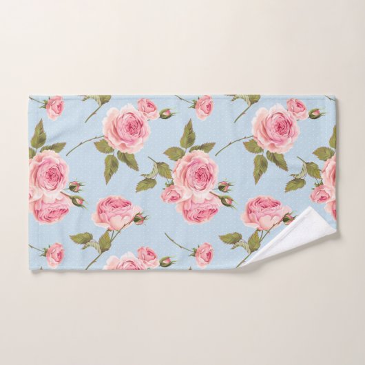 Rose- und Polka-Dots-Muster Badhandtuch Set (Handtuch)