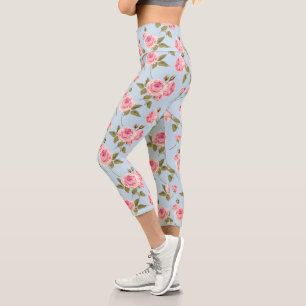 Rose- und Polka-Dots-Muster Capri Leggings
