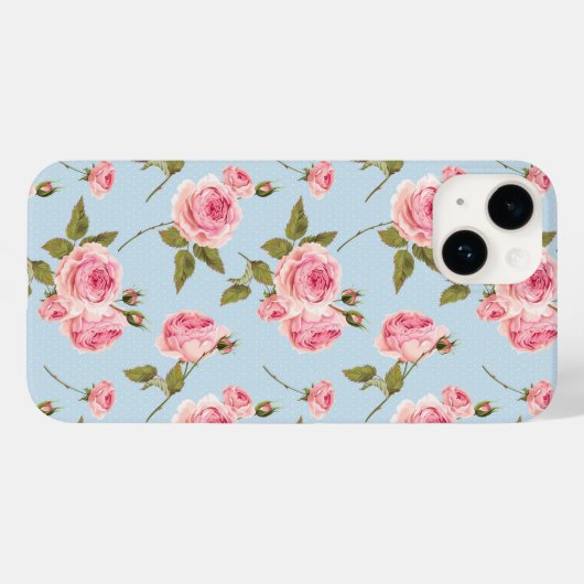 Rose- und Polka-Dots-Muster Case-Mate iPhone Hülle (Rückseite (Horizontal))