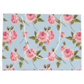 Rose- und Polka-Dots-Muster Große Geschenktüte (Rückseite)