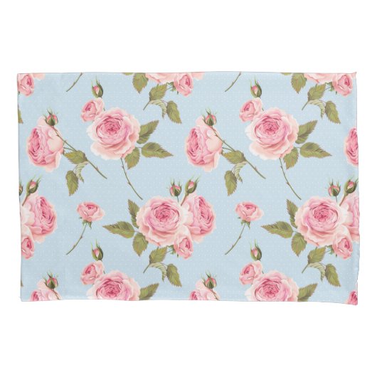 Rose- und Polka-Dots-Muster Kissenbezug (Vorderseite)