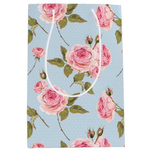 Rose- und Polka-Dots-Muster Mittlere Geschenktüte (Vorderseite)