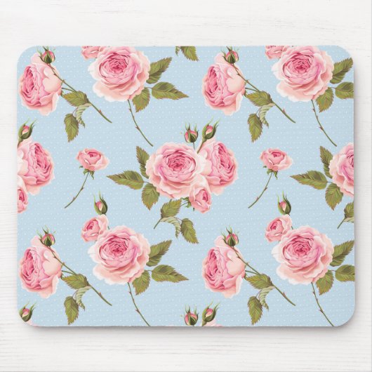 Rose- und Polka-Dots-Muster Mousepad (Vorne)
