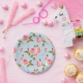Rose- und Polka-Dots-Muster Pappteller (Party)