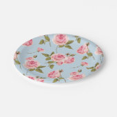 Rose- und Polka-Dots-Muster Pappteller (Schrägansicht)