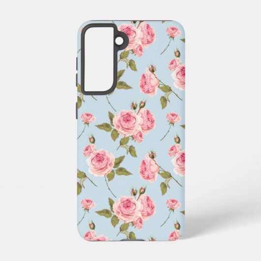 Rose- und Polka-Dots-Muster Samsung Galaxy Hülle (Rückseite)