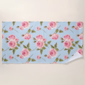 Rose- und Polka-Dots-Muster Strandtuch (Vorderseite)