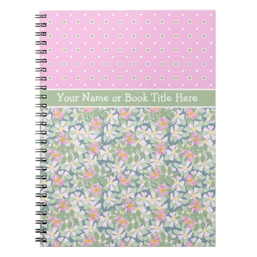 Rose und Polka Dots: Spiralheft, Journal Notizblock (Vorderseite)