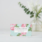 Rose und Polka-Punkte für Fotografie Visitenkarte (Stehend Vorderseite)