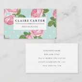 Rose und Polka-Punkte für Fotografie Visitenkarte (Vorne/Hinten)