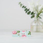 Rose und Polka-Punkte Mini Visitenkarte (Stehend Vorderseite)