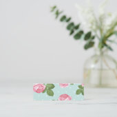 Rose und Polka-Punkte Mini Visitenkarte (Stehend Vorderseite)