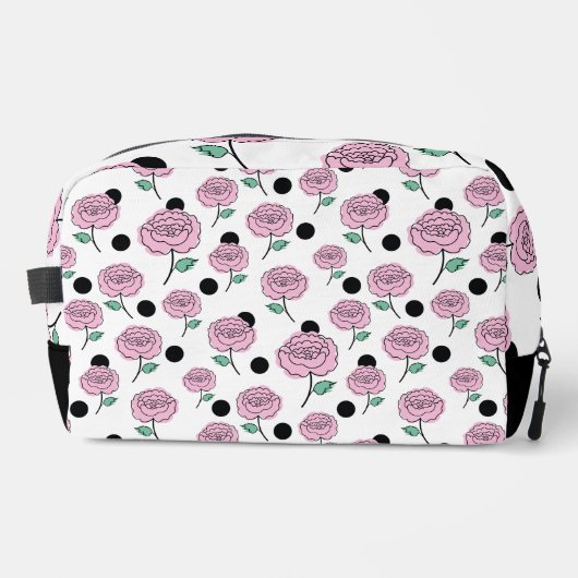 Rose und Polka Punkte. Waschbeutel (Vorderseite)