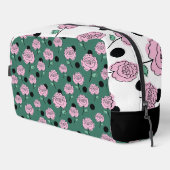 Rose und Punkte auf dunkelgrün. Waschbeutel (Rechte Ecke)