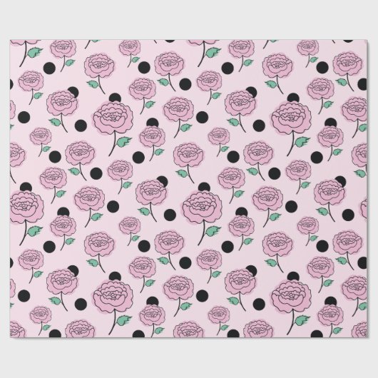 Rose und Punkte. Geschenkpapier (Flach)