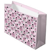 Rose und Punkte. Große Geschenktüte (Vorderseite Schrägansicht)