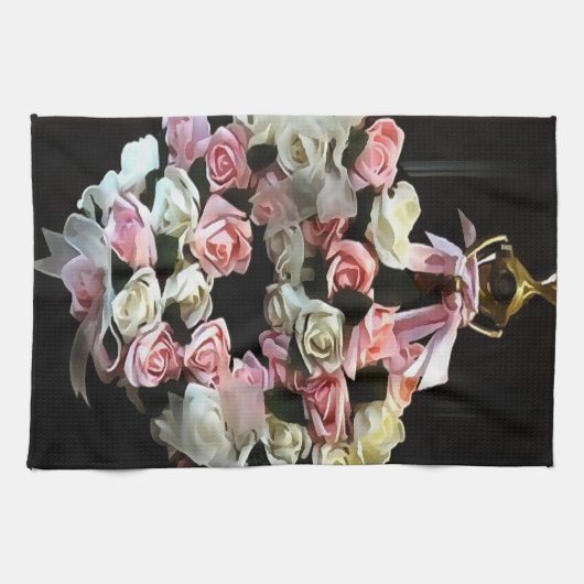 Rose und Ribbons Dekorationskranz Geschirrtuch (Horizontal)
