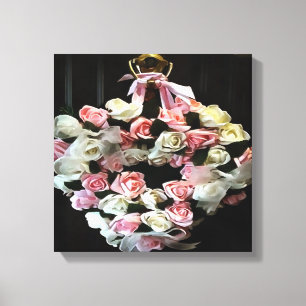 Rose und Ribbons Dekorationskranz Leinwanddruck