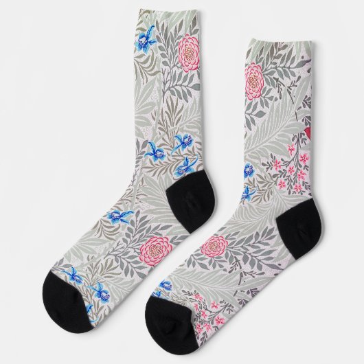 Rose und Rittersporn, William Morris Socken (Linkes Detail)