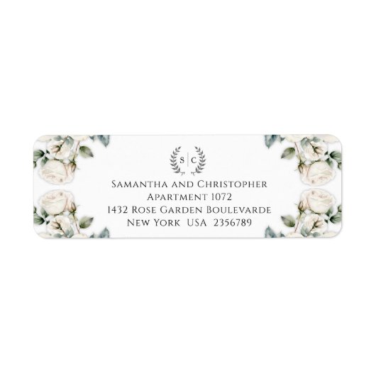 Rose und Romantik Mit Monogramm Rücksendeadresse (Vorne)