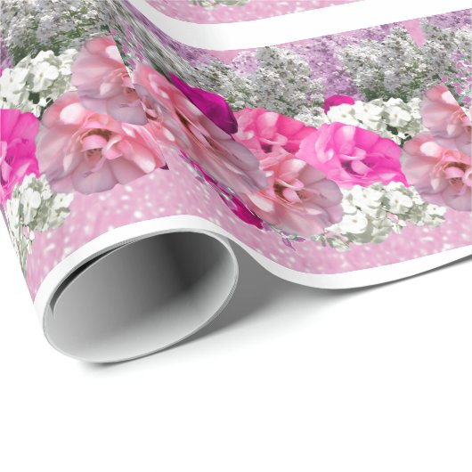 Rose und rosa Imitate Glitzer Wrapping Paper Geschenkpapier (Rolleneckpunkt)