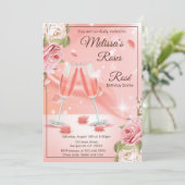 Rose und Rosé-Einladung Einladung (Stehend Vorderseite)