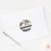 ROSE UND ROSENKNOSPE Save the Date Monogramm Runder Aufkleber (Umschlag)