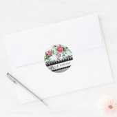 ROSE UND ROSENKNOSPE Save the Date Monogramm Runder Aufkleber (Umschlag)