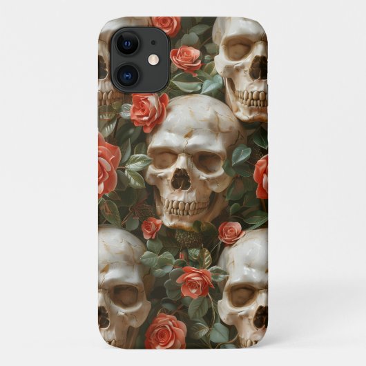 Rose und Schädel Case-Mate iPhone Hülle (Rückseite)