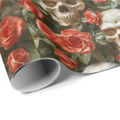 Rose und Schädel Geschenkpapier (Rolleneckpunkt)