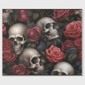 Rose und Schädel Geschenkpapier (Flach)