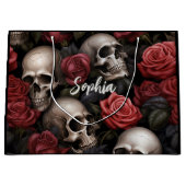 Rose und Schädel Große Geschenktüte (Vorderseite)