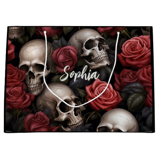 Rose und Schädel Große Geschenktüte (Vorderseite)
