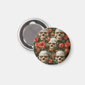 Rose und Schädel Magnet (Vorderseite/Rückseite)
