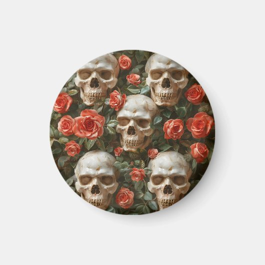 Rose und Schädel Magnet (Vorne)