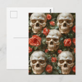 Rose und Schädel Postkarte (Vorne/Hinten)
