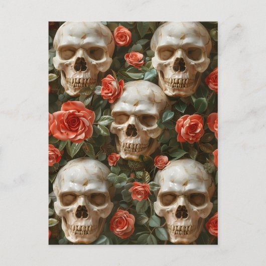 Rose und Schädel Postkarte (Vorderseite)