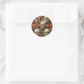 Rose und Schädel Runder Aufkleber (Tasche)